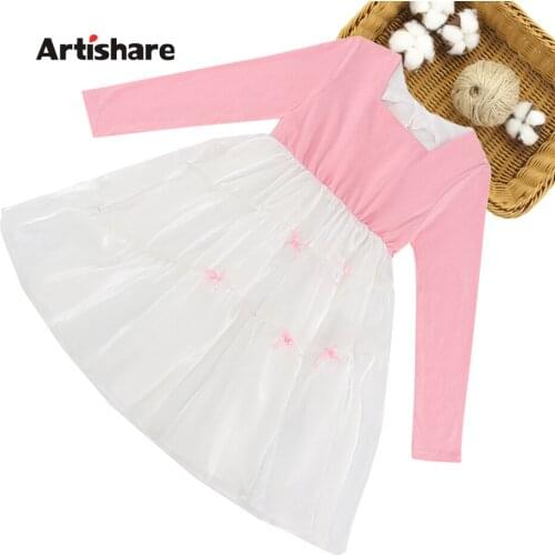 Girl Pricness Dress Big Bow Dresses For Girl Spring Autumn Dress For Children Casual Style Childrens Clothing 6 8 10 12 14