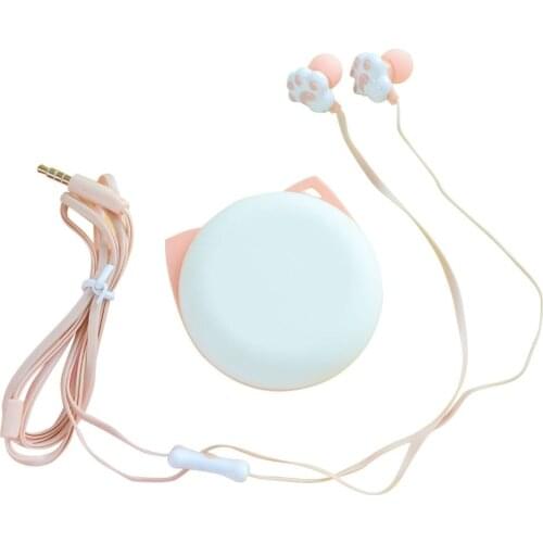 Portable Cartoon Cute Cat Claw 3.5mm Jack Wired In-ear Phone Earphones Headphone