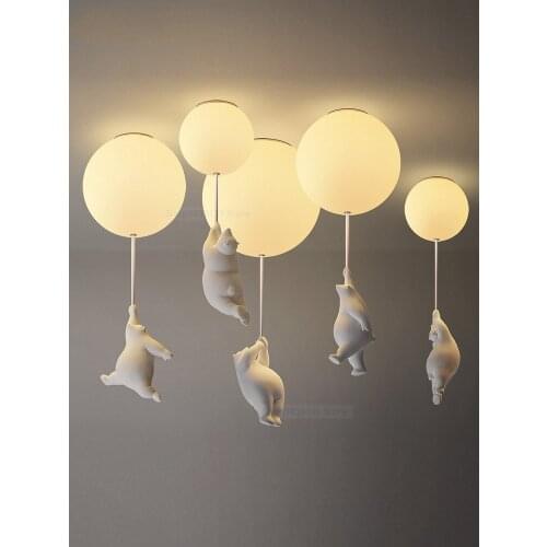 Modern Cartoon Bear Ceiling Lights Warmth Pendant Lamps for Home Childrens Room Bedroom Lamp Living Room Decor Light Fixtures