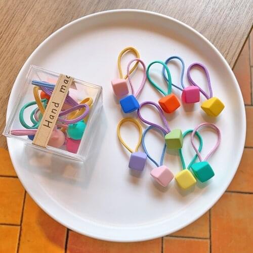 10pcs Rabbit Pig Round Heart Animal Solid Women Girls Kids Elastic Hair Bands Tie Ring Hair Accessories Ornaments Headwear