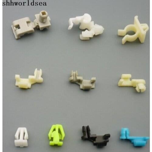 Shhworldsea 100pcs car fasteners hood prop rod clip door lock end clip body side moulding clip tailgate rod retainer