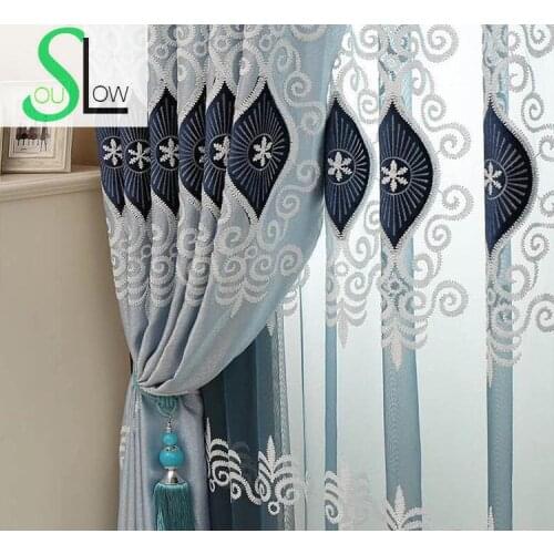 Slow Soul Blue Pink Purple Eyes High Grade Embroidery Living Room Bedroom Curtain Europe Curtains Tulle Cortinas For Kitchen