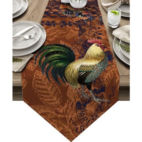 Rooster Retro Brown Table Runners Home Dining Coffee Table Decor Table Cloth Wedding Decoration Table Cover