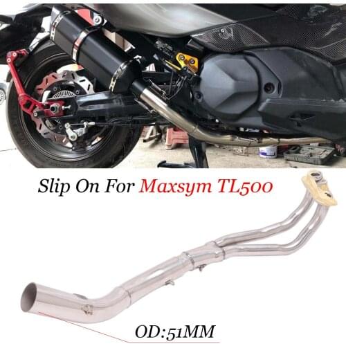Slip On For Maxsym TL500 Motorcycle Modified Exhaust Muffler Escape Pipe Middle Link Pipe 51mm Without Exhaust