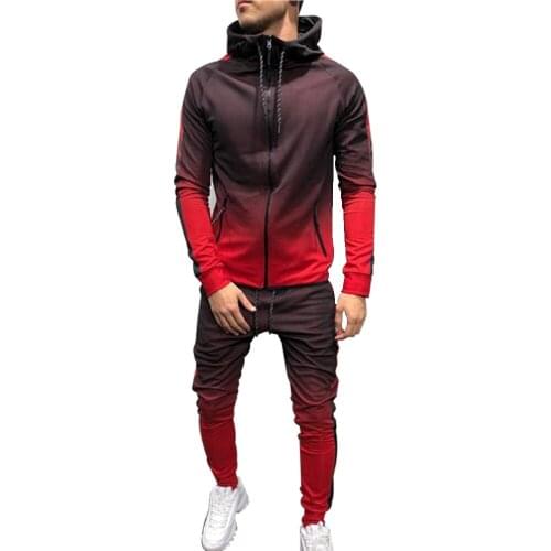 New Sportswear Set Men 's Spring Autumn Zipper Sweatshirt Series 3D Printed Gradient Color Man Jogging Sports Suit Two-Piece