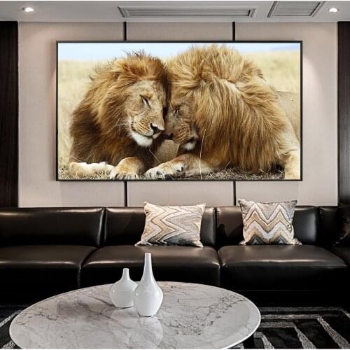 Afrcian Lions Head to Head large size 5d diamond painting full novelty 2020 mosaic art diamond embroidery Photo custom Gift