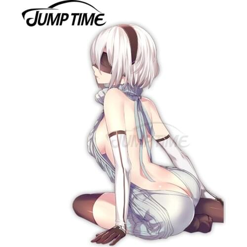 Jump Time 13 x 9cm For NieR Automata 2B Car Stickers Vinyl Material Decal Car Accessories 3D Occlusion Scratch For JDM SUV RV