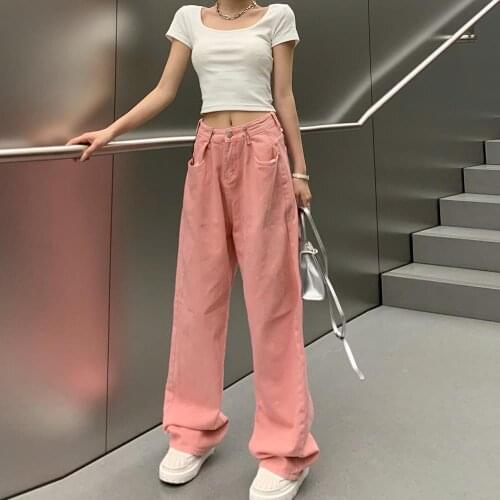 Large Size Design Sense Waist Denim Straight Leg Pants Women 2021 New High Waist Wide Leg Mopping Pants Womens Trend