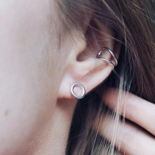 Laramoi Women Earrings Punk Style Clasp Gold Silver Color Party Wedding Stainless Steel Earrings Jewelry Ladies Gifts