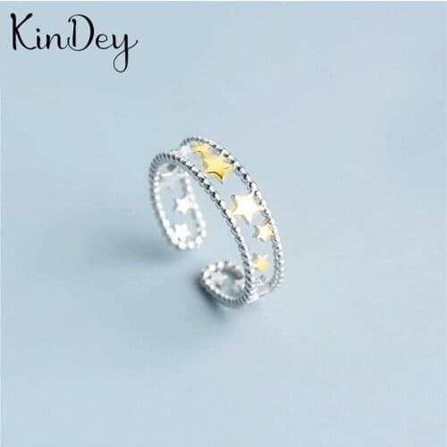 Personality Gothic Vintage Star Rings For Women Bridal Wedding Engagement Punk Resizable Antique Rings Rock Jewelry