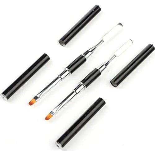 1 PC Double-headed Dual Purpose Nail Pen Steel Push Phototherapy Pen Quickly Extend Dual-use Nail Crystal Glue Nail Brush