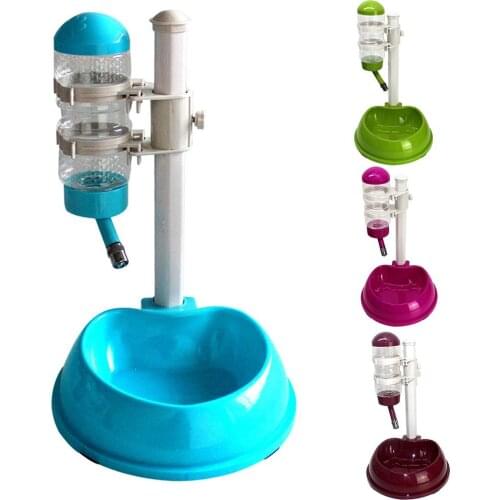 1Pc Adjustable Pet Dog Water Bottle Drinking Dispenser Feeder Food Dish Bowl