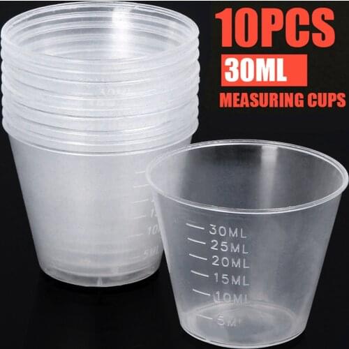 10pcs 30ml Plastic Clear Measuring Cups Disposable Liquid Container Medicine Cups Kitchen Tool
