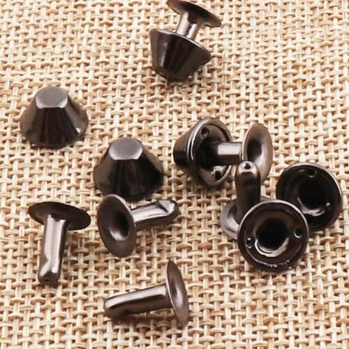 100 sets Black Double Cap Rivets Dome Round Rivet Domed Studs Leather craft Fastener Snaps Prong Studs bag findings-9mm*9mm