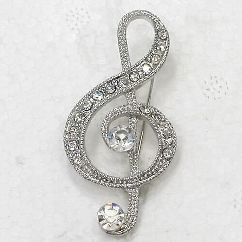 12pcs/lot Wholesale Fashion Brooch Rhinestone Music Note Pin brooches Jewelry Gift C101917
