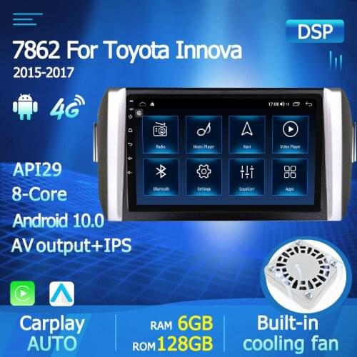 2 Din Android 10.0 IPS DSP 4G Car Autoradio For TOYOTA INNOVA 2015 2016 2017 Multimedia Video Dvd Player Gps Navigation Carplay
