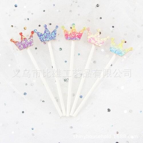 5pcs/Set Colorful Star Heart Home Birthday Party Dessert Decoration Baby Shower Toppers Crown Butterfly Cake Topper Cake Flag