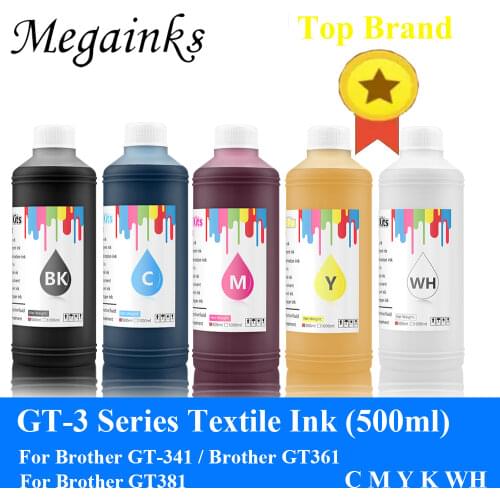 500ML 5 Bottle DTG Textile Ink for Brother GT-3 Series GT-341 GT-361 GT-381 GT 341 361 381 Digital Inkjet Printer BK C M Y White