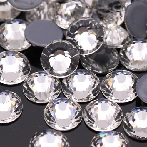 AAA+ Grade Hot Fix Rhinestones Clear Flatback Crystal Rhinestones For Dresses Iron On Strass For Clothes DIY Crafts SS3-SS50