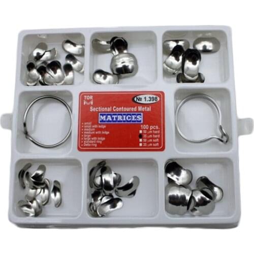 Free Shipping 100Pcs Dental Matrix Sectional Contoured Metal Matrices Molding Pieces