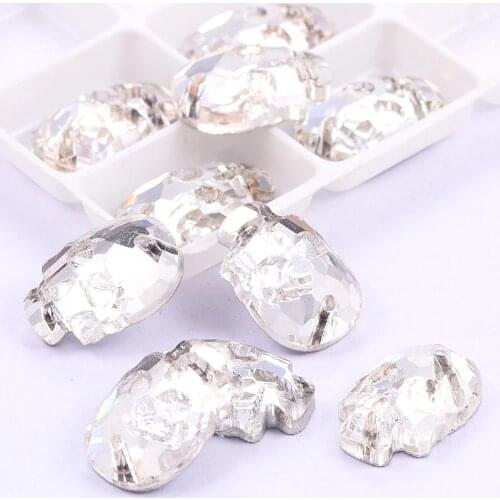 Skull Clear Glass Crystal Sew On Rhinestone Sewing Rhinestone Flatback Skull Crystal Sew-on Rhinestones For Wedding DIY A82