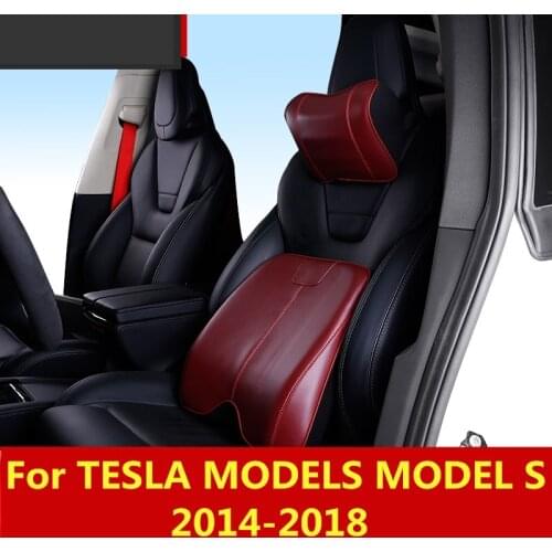 For TESLA MODELS MODEL S 2014-2018 Car Seat Headrest Pillow Auto Back Cushion Seat Supports Cushion Memory Cotton Car Pillows