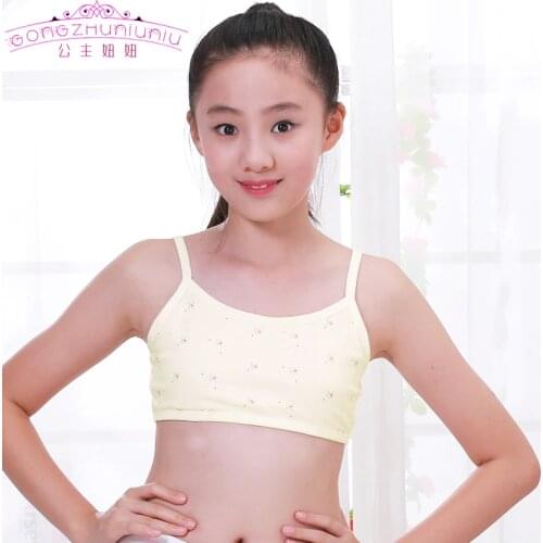 GONGZHUNIUNIU Girl Child Printed Training Bra Teenager Student Cotton Underwear Tops