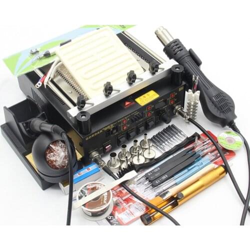 Gordak 863 853 Hot Air Heat Gun BGA Rework Solder Station + Electric Soldering iron + IR Infrared Preheating Station With