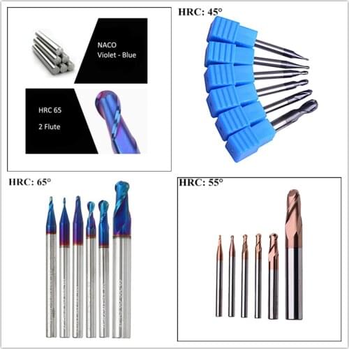 Hrc55 Tungsten Solid Carbide 3mm 4mm 6mm 8mm 12mm ball nose fraise cnc End Mills Router Bit CNC Wood Metal Milling Cutter Tool