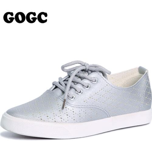 GOGC Low Platform Sneakers Women Shoes Female Pu Leather Walking Sneakers Loafers White Flat Slip On Vulcanize Casual Shoes