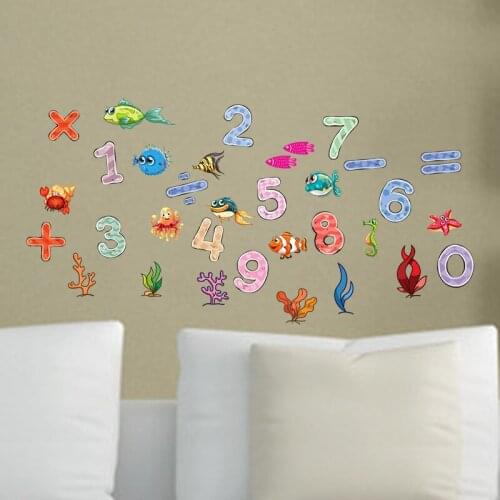 Small Fish Digital Interesting Color Wall Sticker for Childrens Room Kindergarten Decoration Wall Decal Wholesale 23*42CM