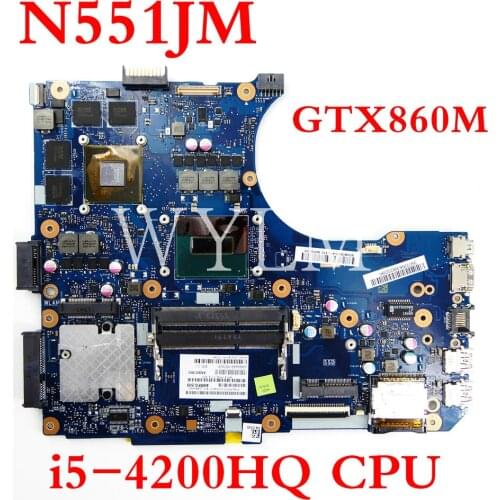 N551JM i5-4200HQ CPU GTX860/4G Mainboard For ASUS N551JX G551JM N551JW G551JX N551JK N551JM laptop motherboard 90NB08C0-R00030