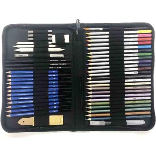 Sketch Drawing Pencil Set, 51 Sketch Color Pencil Painting Set, Professional Drawing Set, Drawing Tools for Beginners Children A
