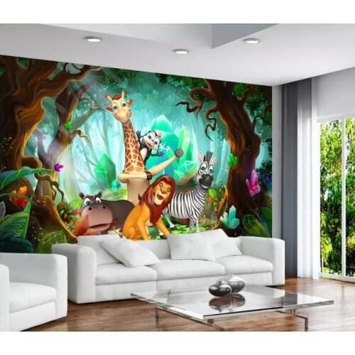 Bacal Custom 3D Hand Painted Cartoon Animal Kindergarten Children Baby Room Bedroom Wardrobe 3d Wallpaper Wall Mural Home Decor