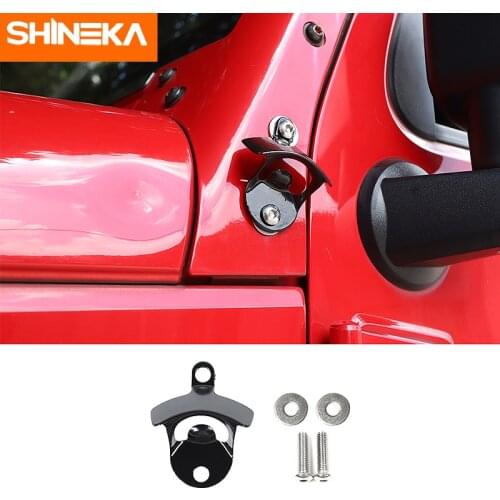 SHINEKA Car External Sides A-Pillar Bottle Opener Metal Accessories for Jeep Wrangler JK 2007-2017