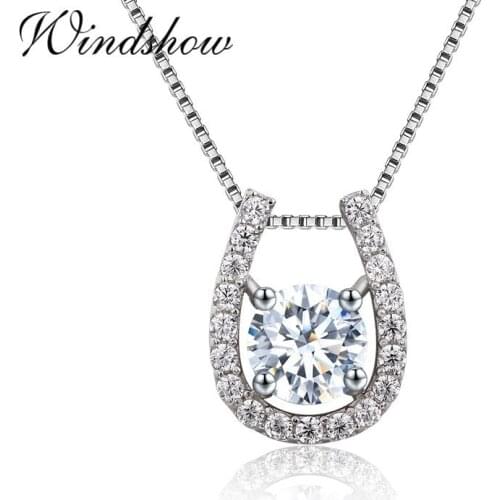 925 Sterling Silver Cluster CZ U Shape Horseshoe Pingente Pendant Necklace Women Girls Friend Jewelryundertale pendentif pendulo