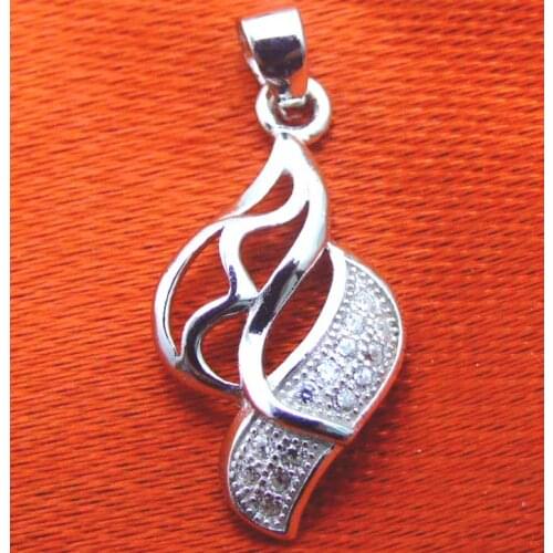 Qingmos Genuine 10*20mm Flame Hollow Out Pendant for Women Design Stering Silver S925 Pendant & Enchase Cubic Zirconia Pendant