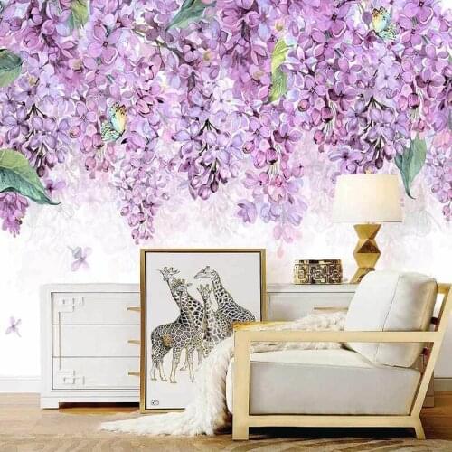 Custom Wallpaper European Fantasy Wisteria Flowers Pastoral Style Art Murals Living Room TV Wedding House Background Wall Cloth