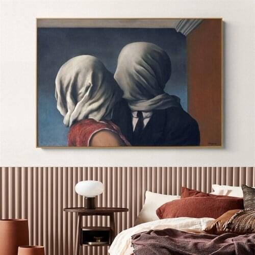 The Lovers Posters HD Print Magritte Super Abstract Realism Canvas Painting Vintage Living Room Home Wall Decoration Art Picture