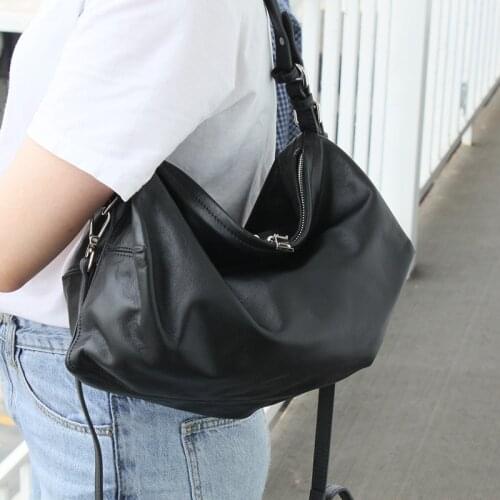 Women casual real leather brown black crossbody bag for female cowhide soft vintage cool shoulder bag