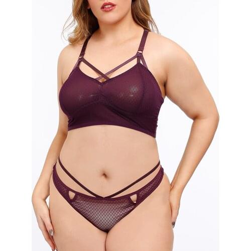 Sexy Bra Set For Women Full Figured Lingerie Panties Chiffon No-Padded Underwear G-String Underpants Comfort Bra Briefs Sets