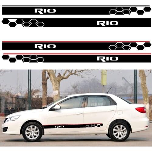 Kia Rio Tinto car skirt stickers fashion decoration vinyl film Car Decal side door line auto parts 2 pieces