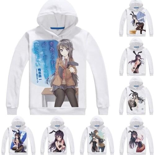 Aobuta Seishun Buta Yaro Mens Hoodies Rascal Does Not Dream of Bunny Girl Senpai Sweatshirt Streetwear Anime Hoodie Long Hooded