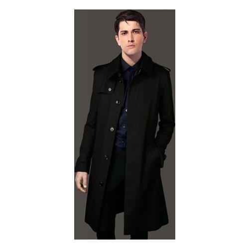 Autumn Trench Men Windbreakers Single-breasted Long Casual Man Coats Large Size Mens Coat Sobretudo KJ297