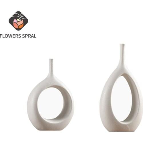 Modern Creative White Ceramic Vase Simple Nordic Living Room Office Dining Table Dried Flower Flower Arrangement Ceramic Vase