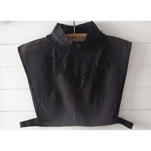Vintage Detachable Collar Shirt Fake Pure Collar White Black Tie Lace False Collar Lapel Blouse Top Women Clothes Accessories
