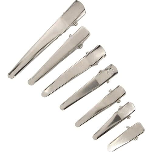 10pcs/lot 25-60mm Air Clips pointed beak Duckbill Clip Hairpin With Teeth Blank Setting For DIY Hair Clips Jewelry Making Base