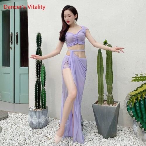 Belly Dance Summer Female Adult Temperament Top Suit Practice Clothes Suit Oriental Dancewear Shirt Performance Skirt Women