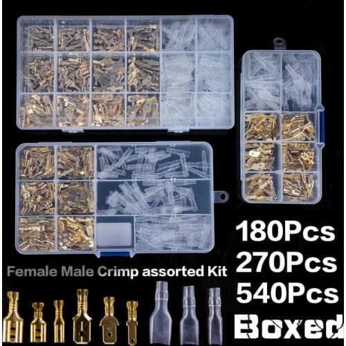 180/270/540PCS 2.8/4.8/6.3mm Insulated crimping terminal Wire connector Terminal connector kit 0.5-1.5mm2 Boxed