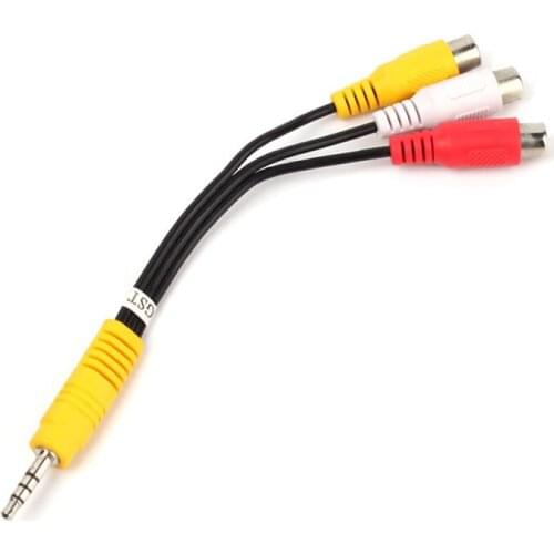 3pcs/Lot Male to 3RCA AV Cable 3.5mm Mini Female M/F Audio Video Cable Stereo Adapter Cord #54160